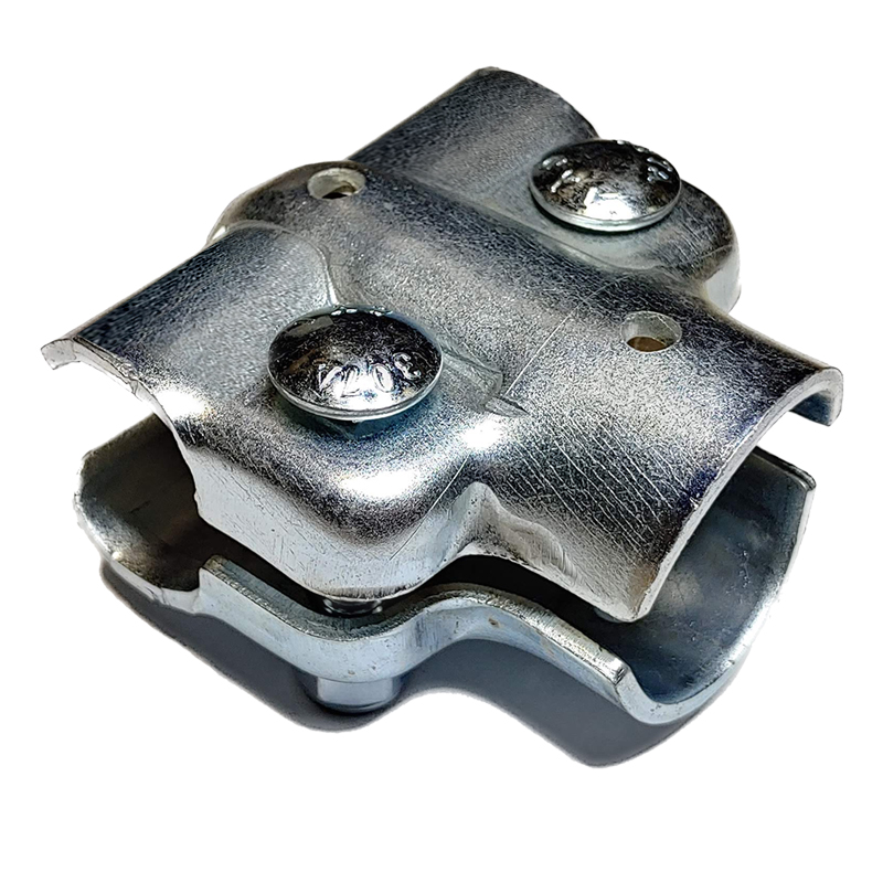 Used for bracing, suspending, forming headers. Positively locks pipes or tubing into place. New reinforcing rib (1) prevents clamp from opening up and rotating. Longer skirt length (2) and lower location of nuts and bolts gives greater holding power. Looseness or wiggle of braced pipe eliminated. Greater width (3) across face adds stability. Nuts, bolts, and self-tapping screws furnished. Load cap. 500 lbs.